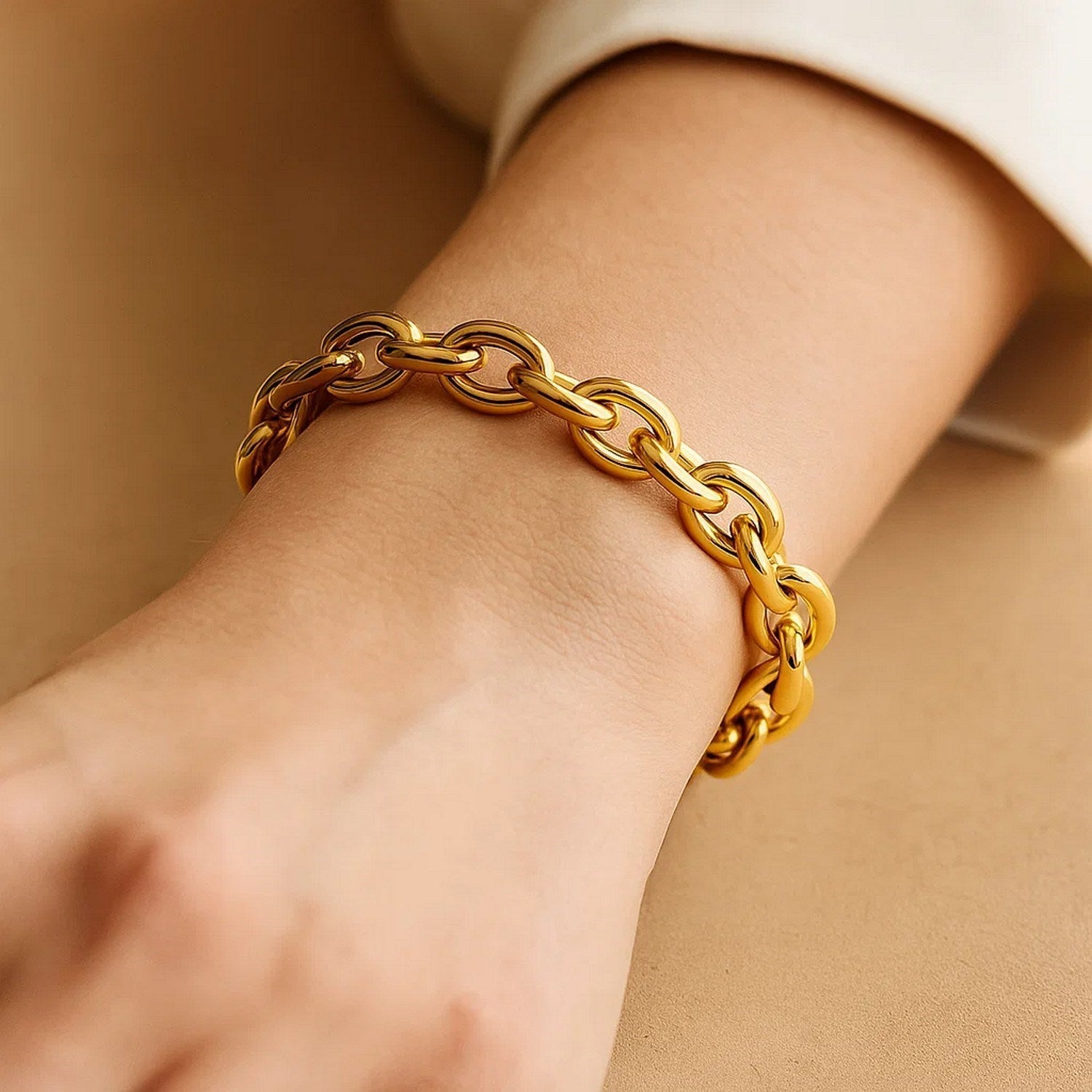 14k Yellow Gold Polished Cable Link Bracelet