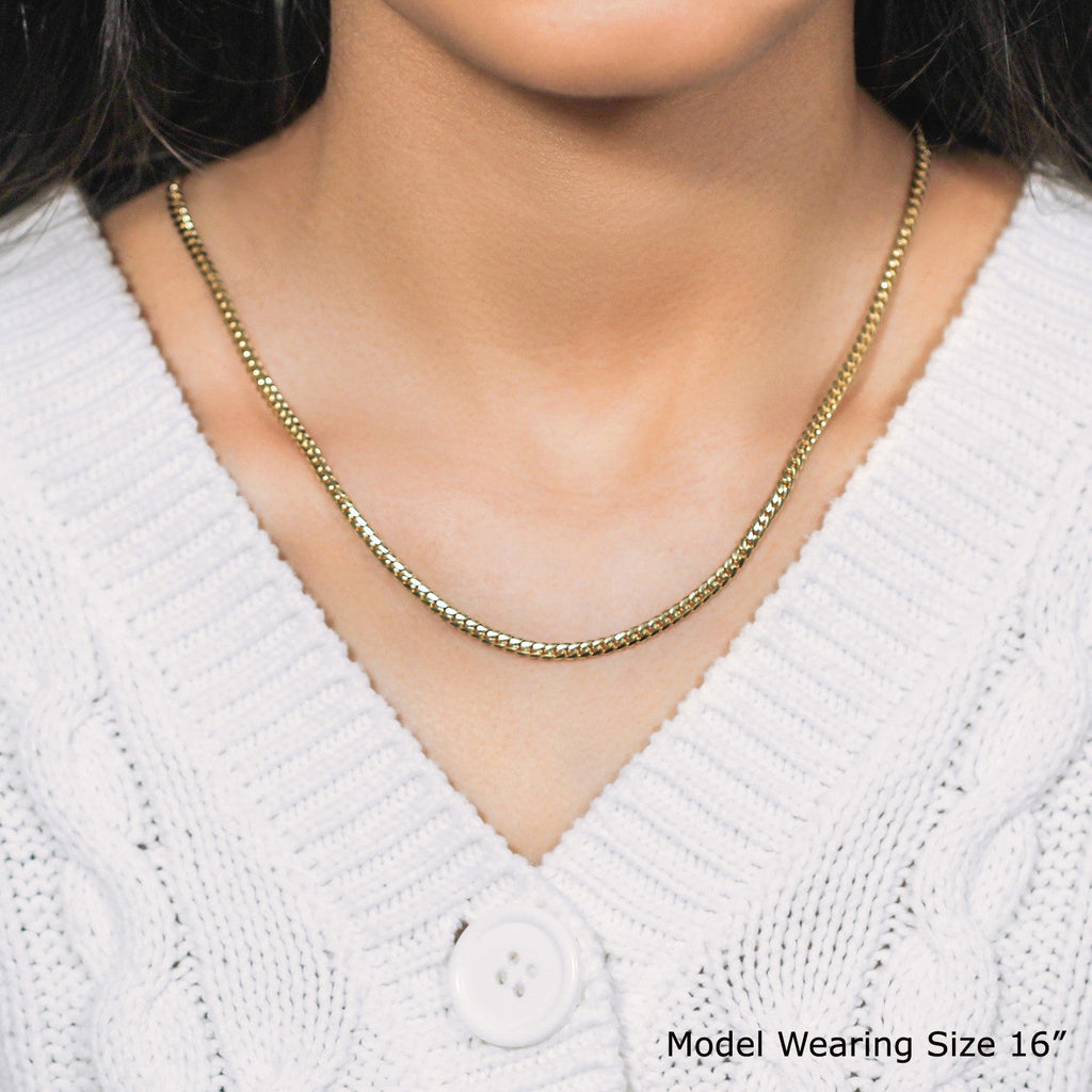 14k Yellow Gold Classic Solid Miami Cuban Chain (3.20 mm)