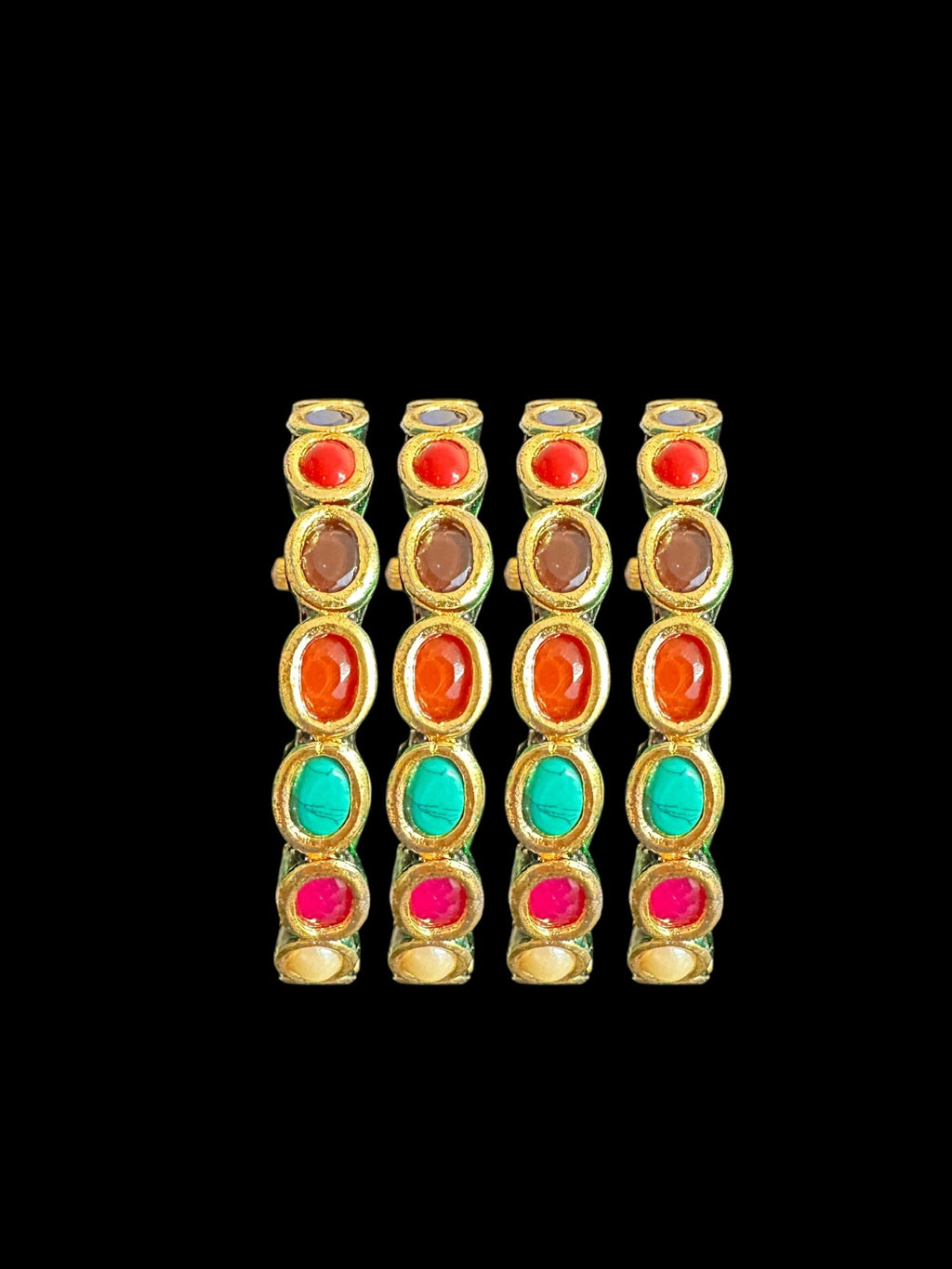 B312 kundan bangles in navratan ( READY TO SHIP ) Set of 4