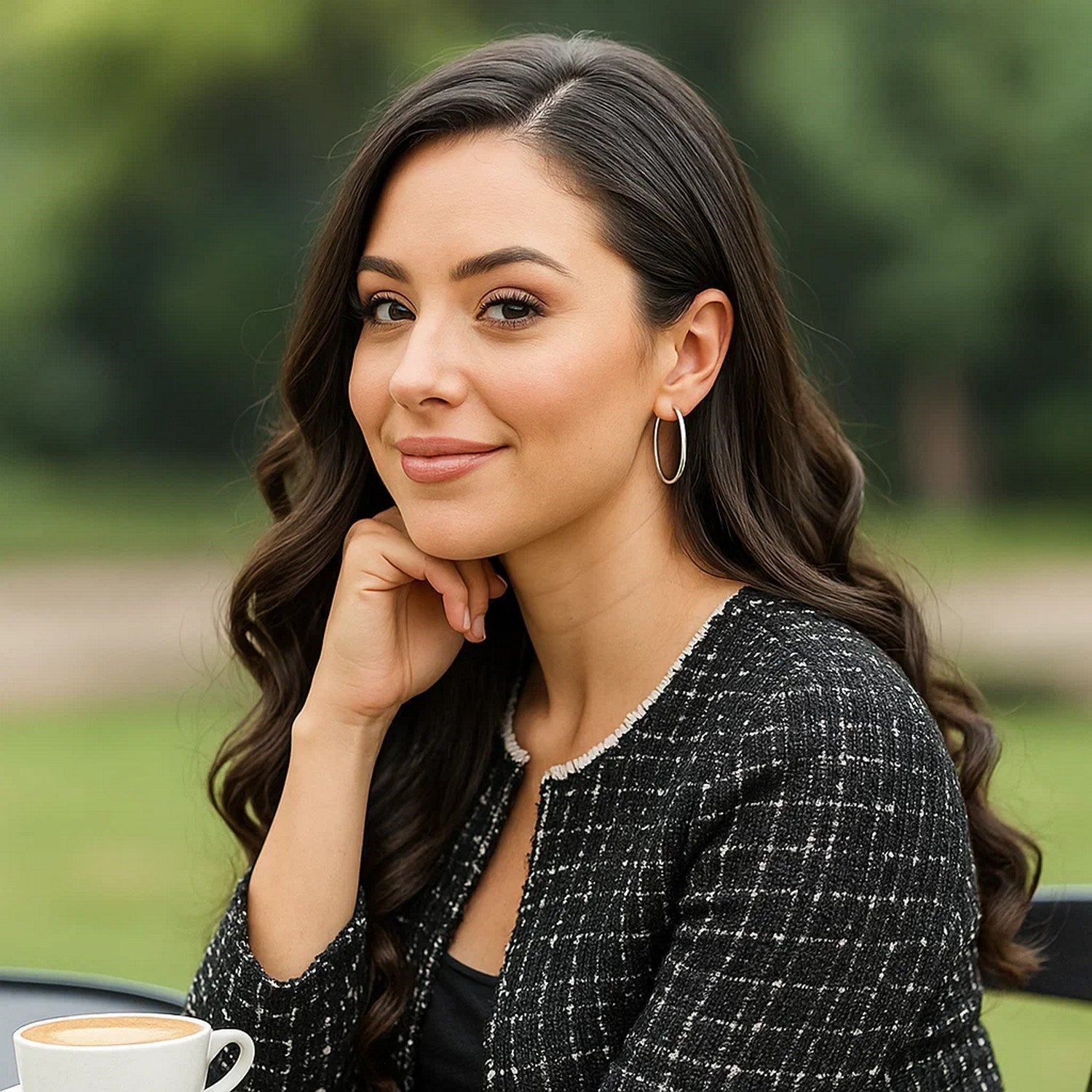 10k White Gold Polished Hoop Earrings (2x40 mm)