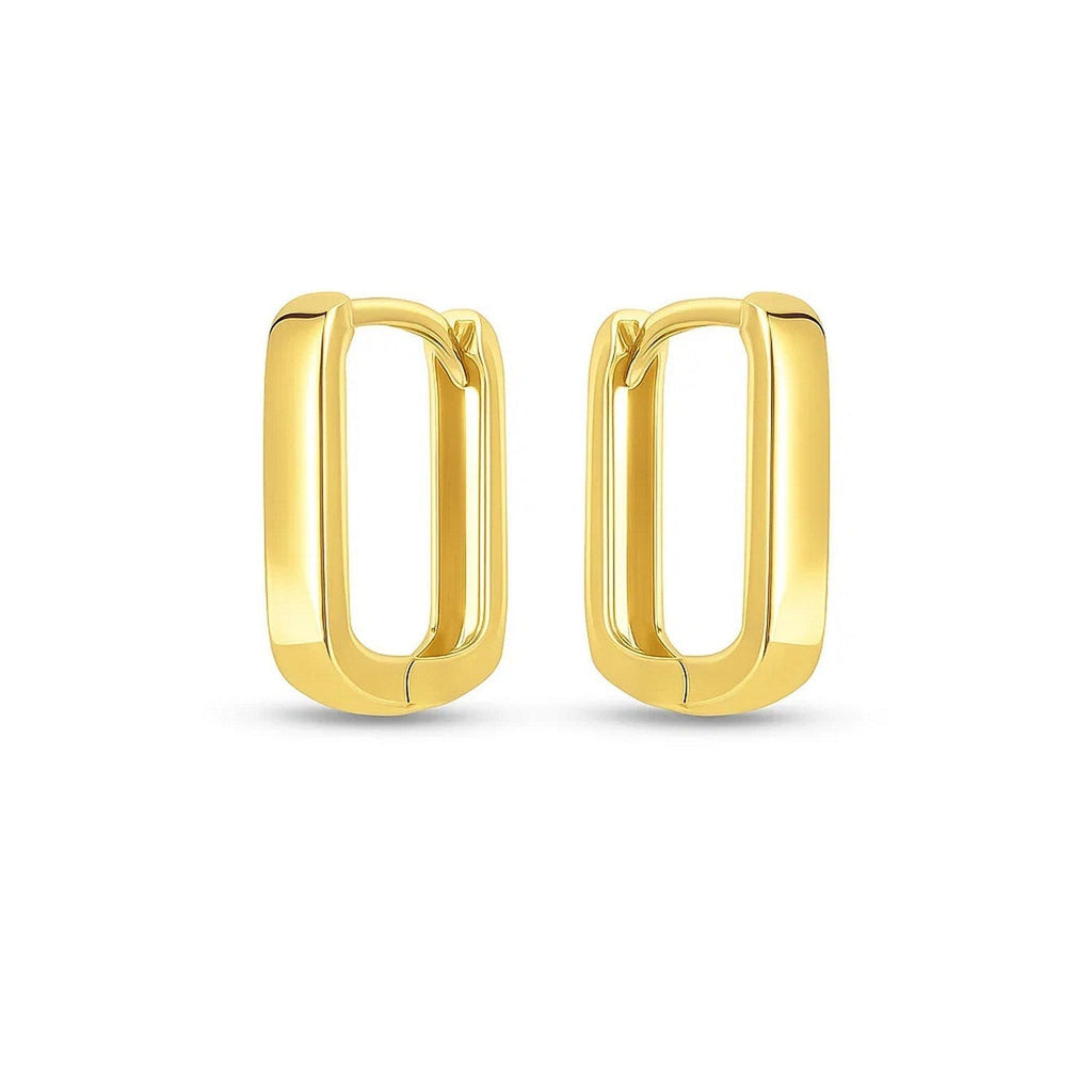 14k Yellow Gold Small Square Huggie Hoops