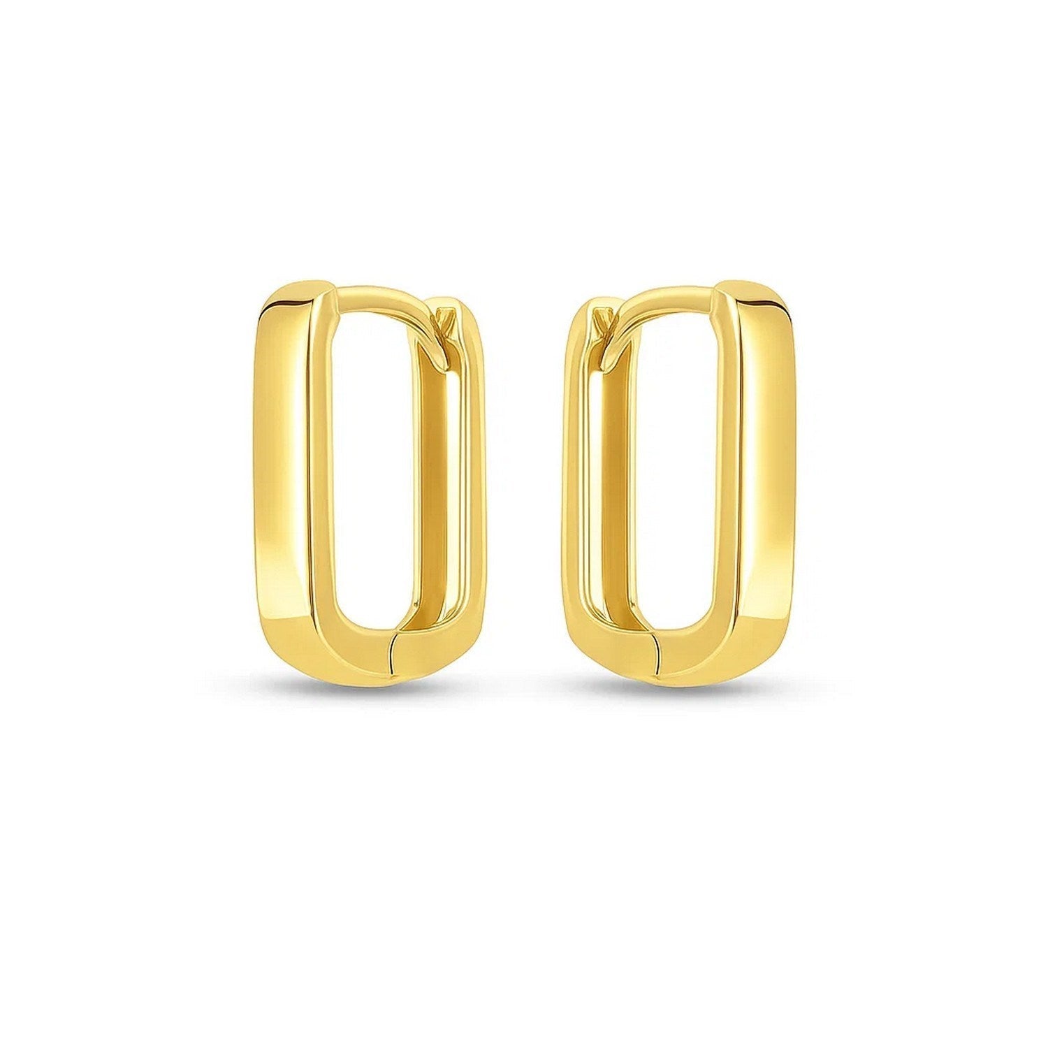 14k Yellow Gold Small Square Huggie Hoops