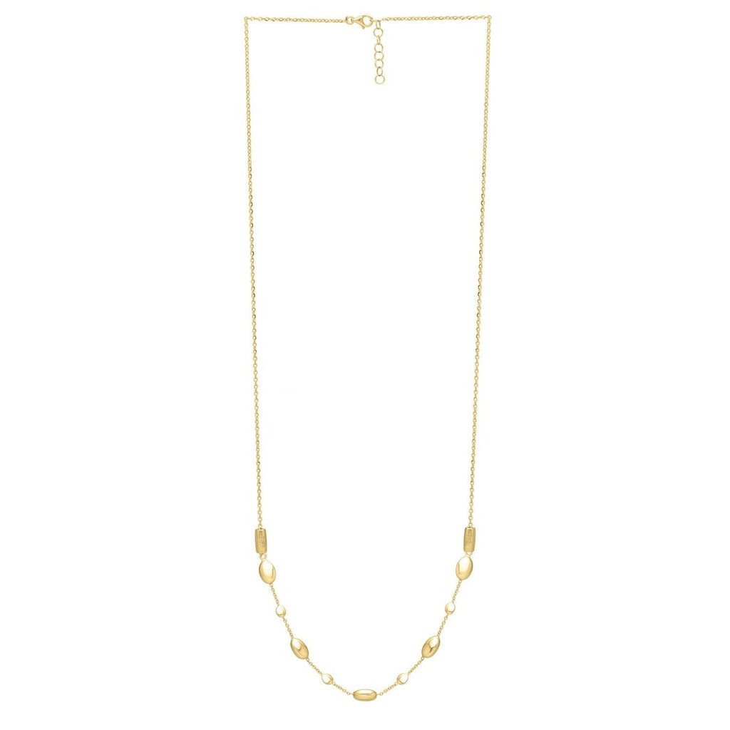 Adjustable Puff Pebble Necklace in 14K Yellow Gold