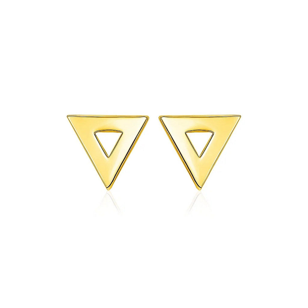 14k Yellow Gold Polished Open Triangle Post Earrings