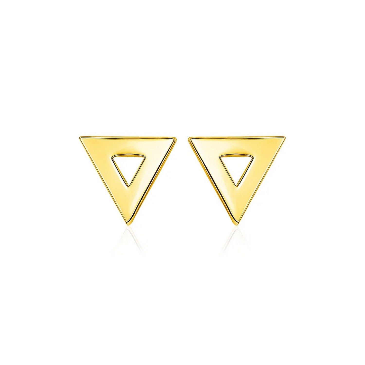 14k Yellow Gold Polished Open Triangle Post Earrings