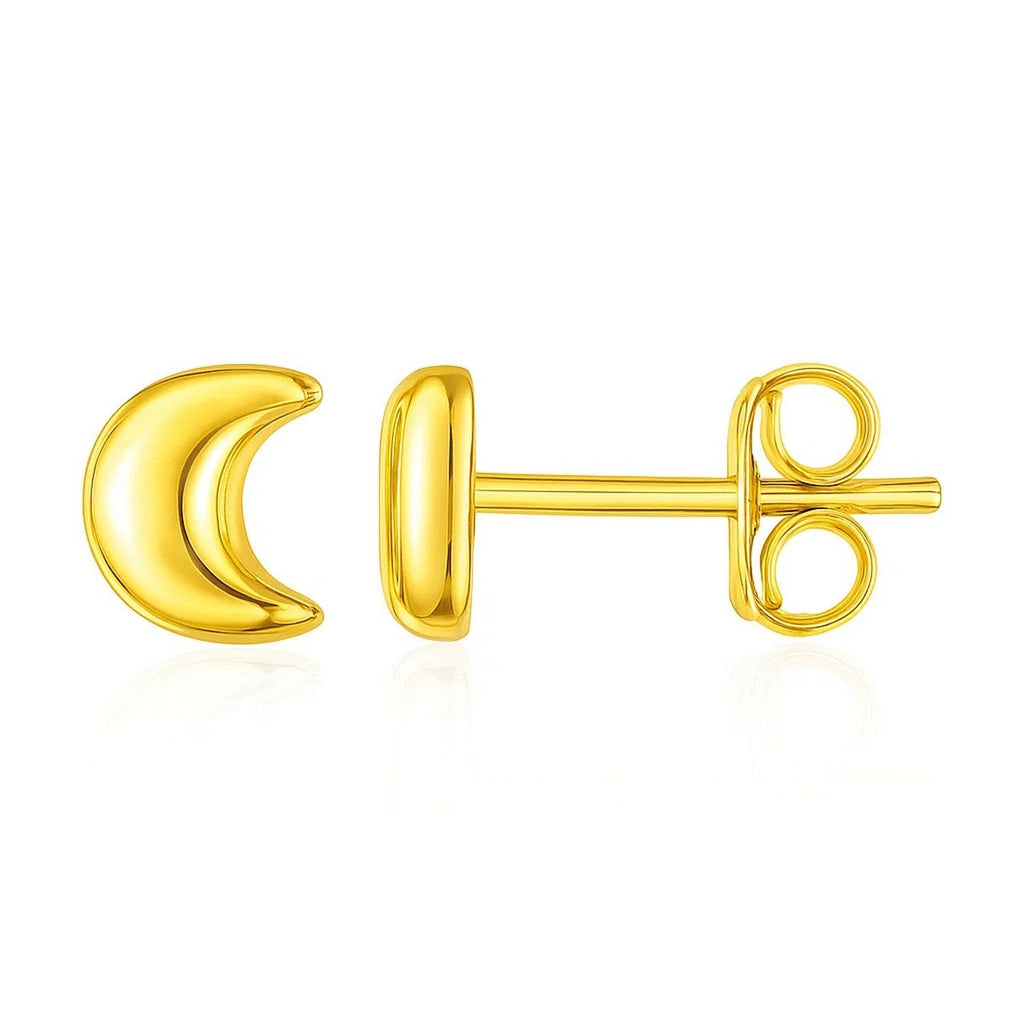 14k Yellow Gold Post Earrings with Moons