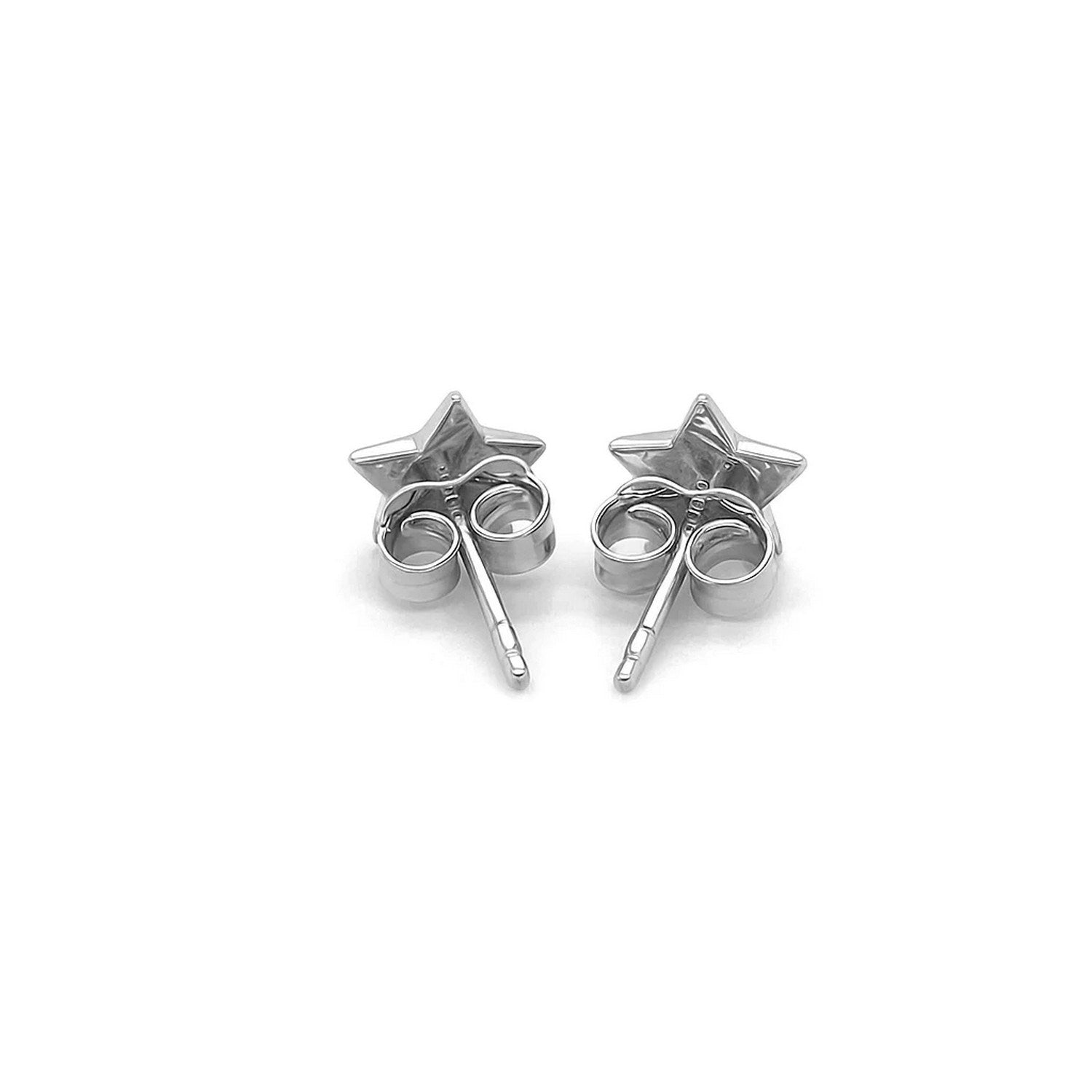 14k White Gold Post Earrings with Stars(6.5mm)