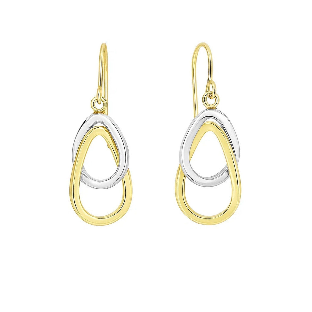 14k Two-Tone Gold Interlaced Open Teardrop Drop Earrings