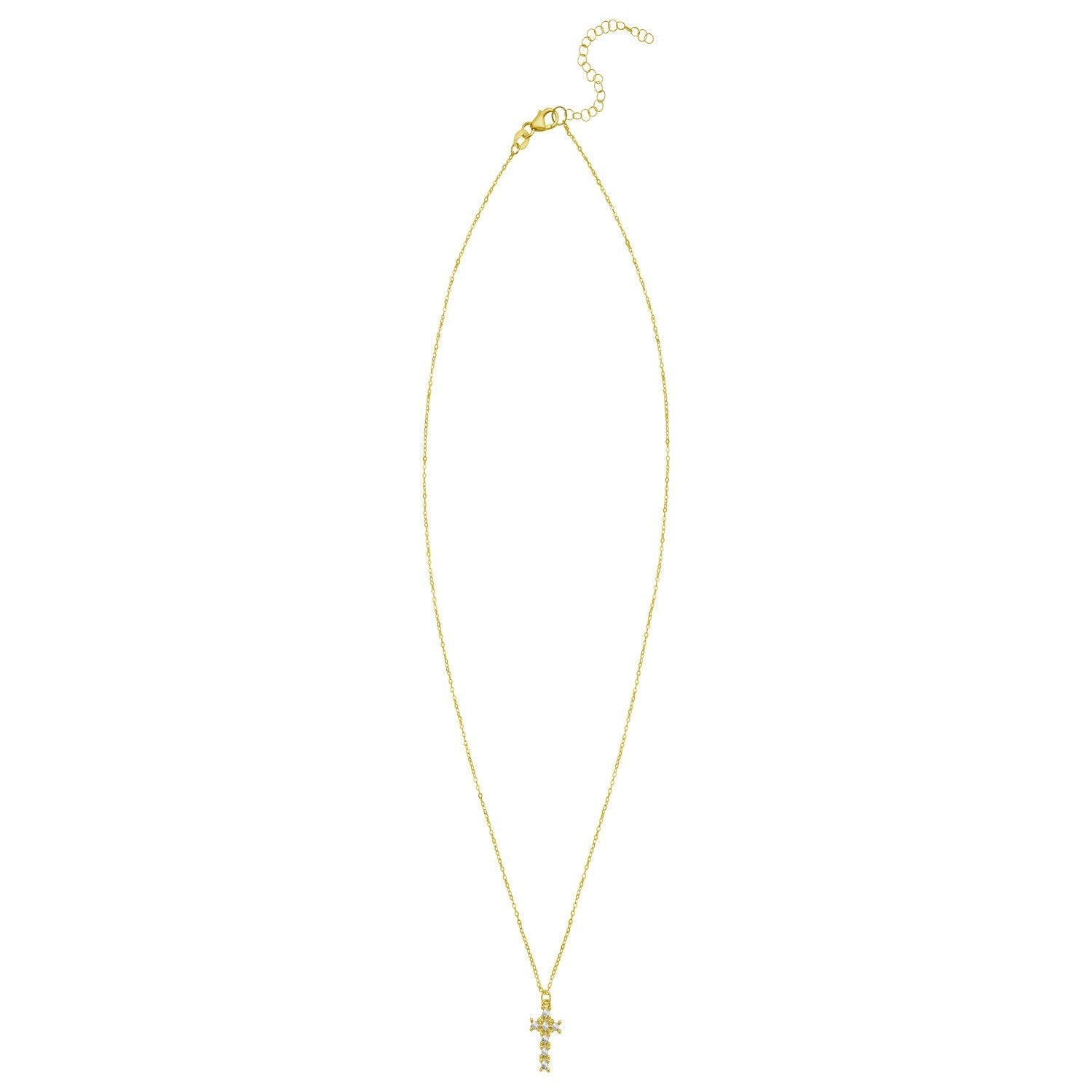 14K Yellow Gold Diamon Oro Cross Necklace