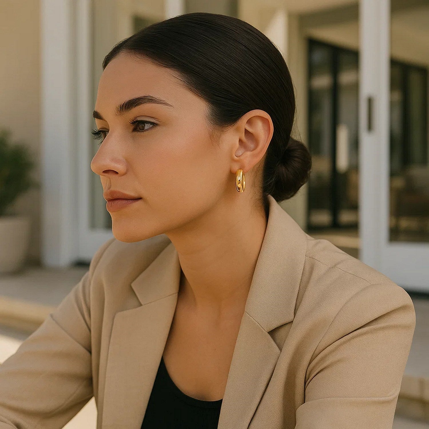 14k Yellow Gold Wedding Band Hoops (6x25mm)