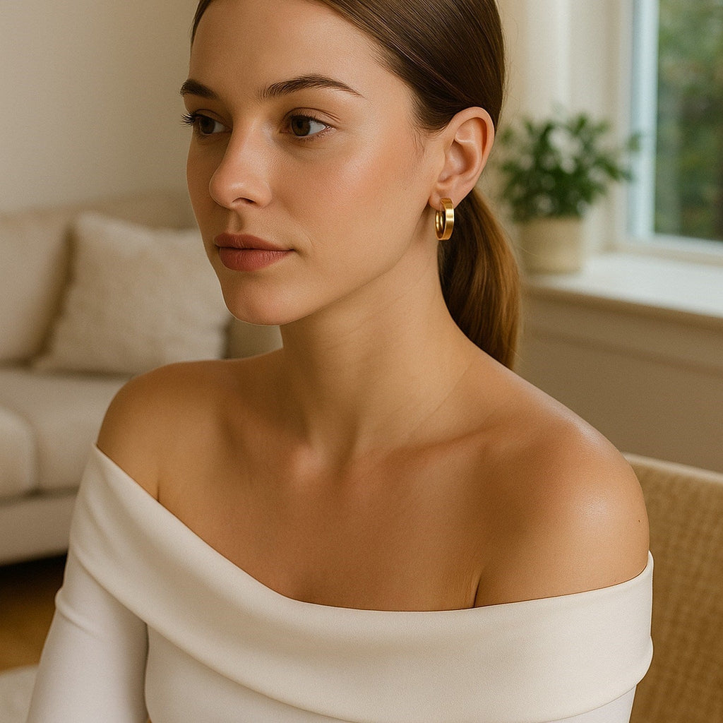 14k Yellow Gold Wedding Band Hoops (6x25mm)