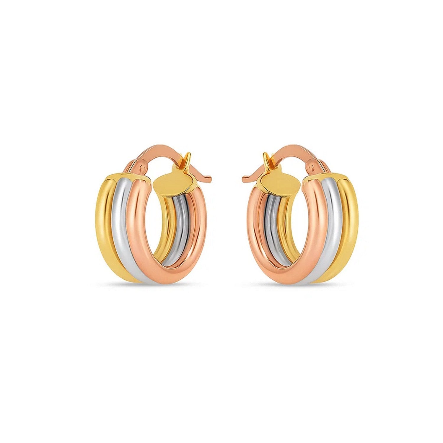 14k Tri Color Gold Trilogy Hoops