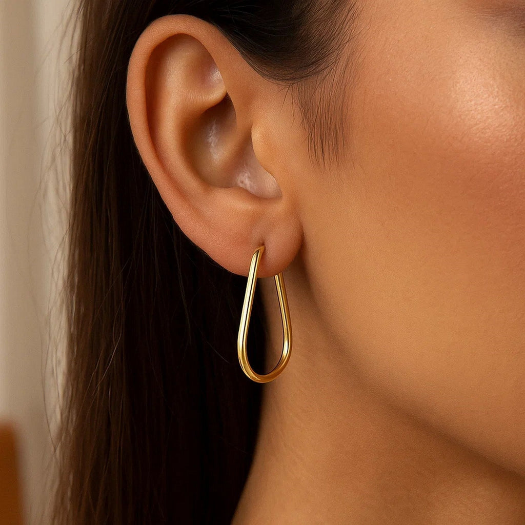 14k Yellow Gold Endless Pear Hoop Earrings