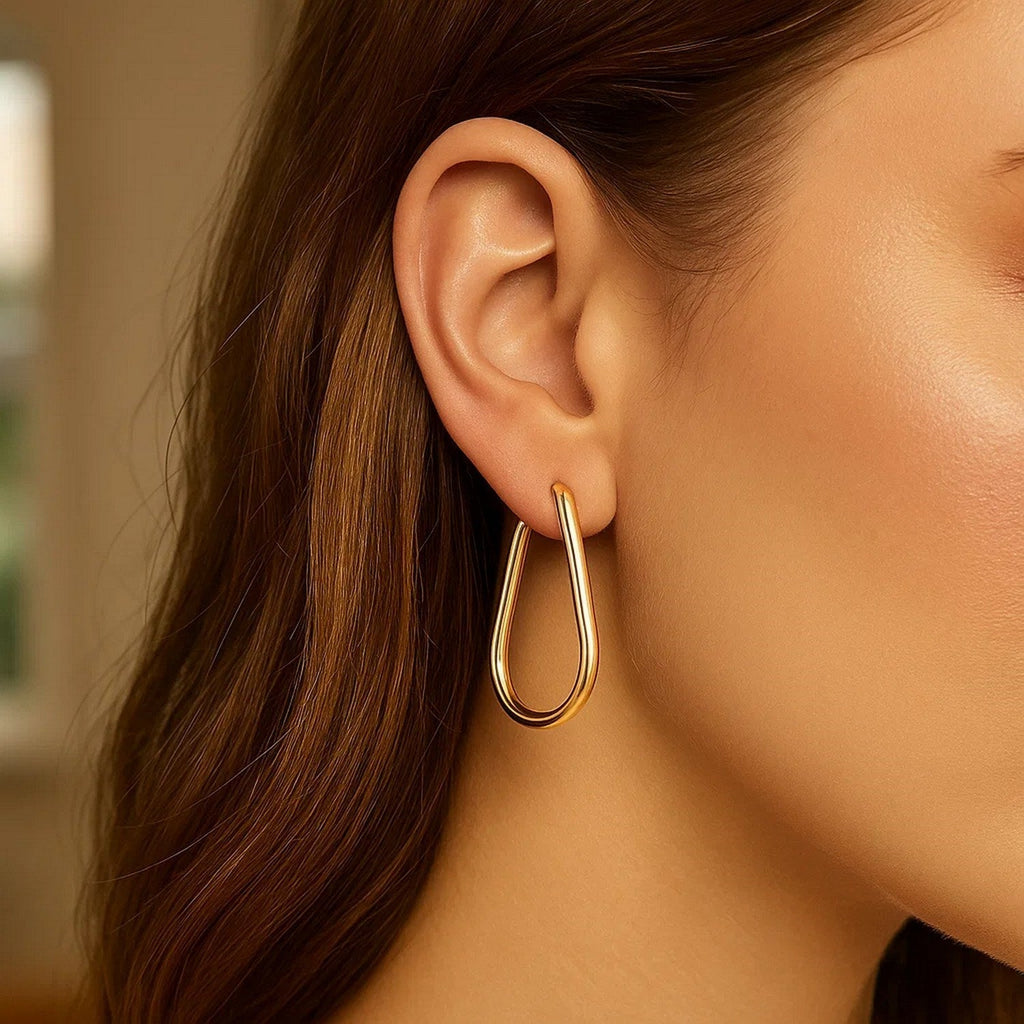 14k Yellow Gold Endless Pear Hoop Earrings