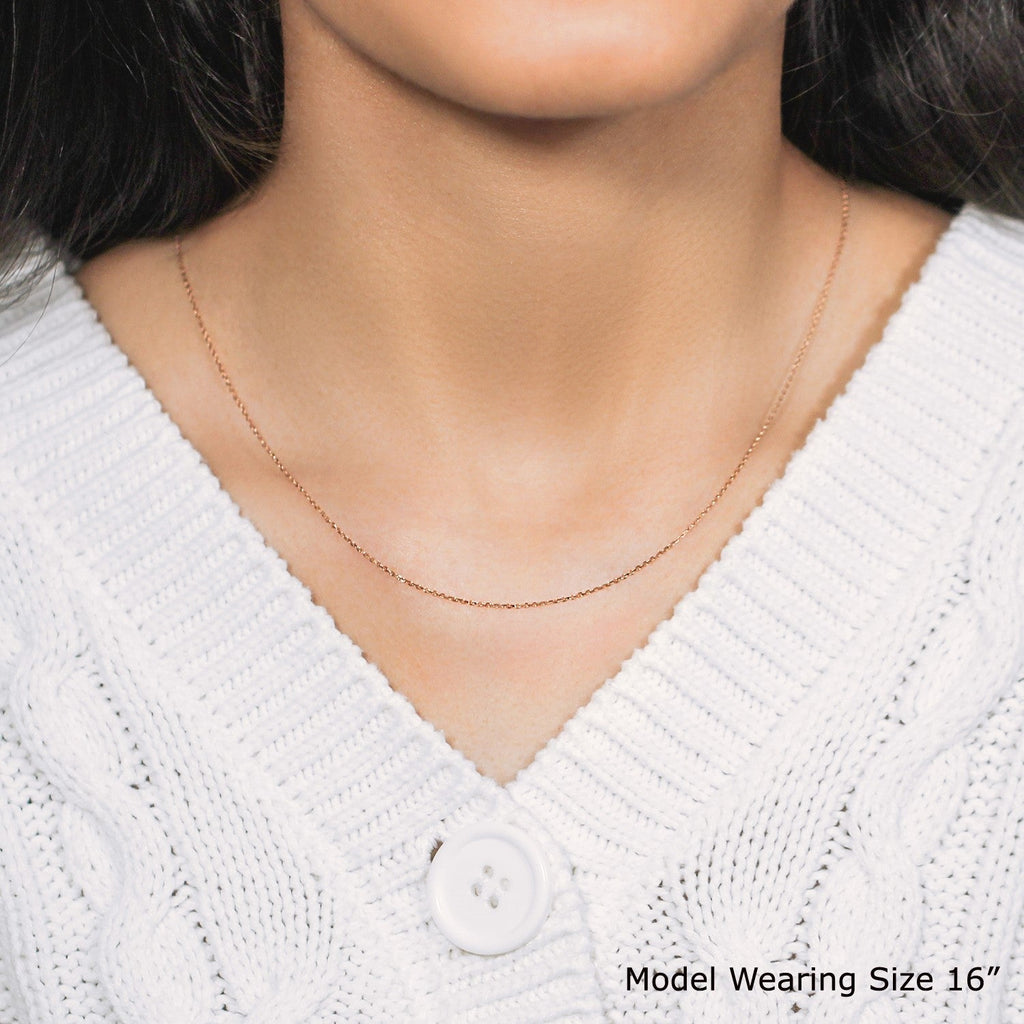 18k Rose Gold Diamond Cut Cable Link Chain (0.80 mm)