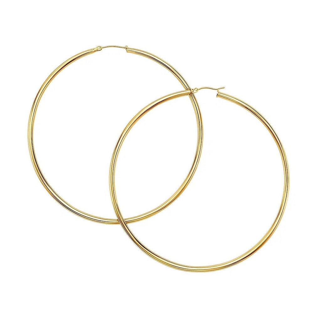 14k Yellow Gold Large Polished Hoop Earrings(2x70mm)