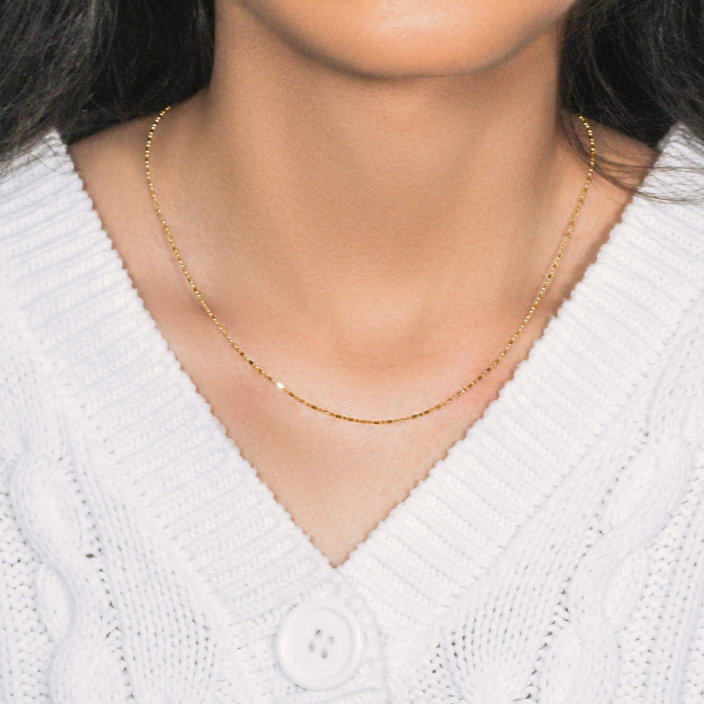 14k Yellow Gold Diamond-Cut Bead Chain (0.90 mm)