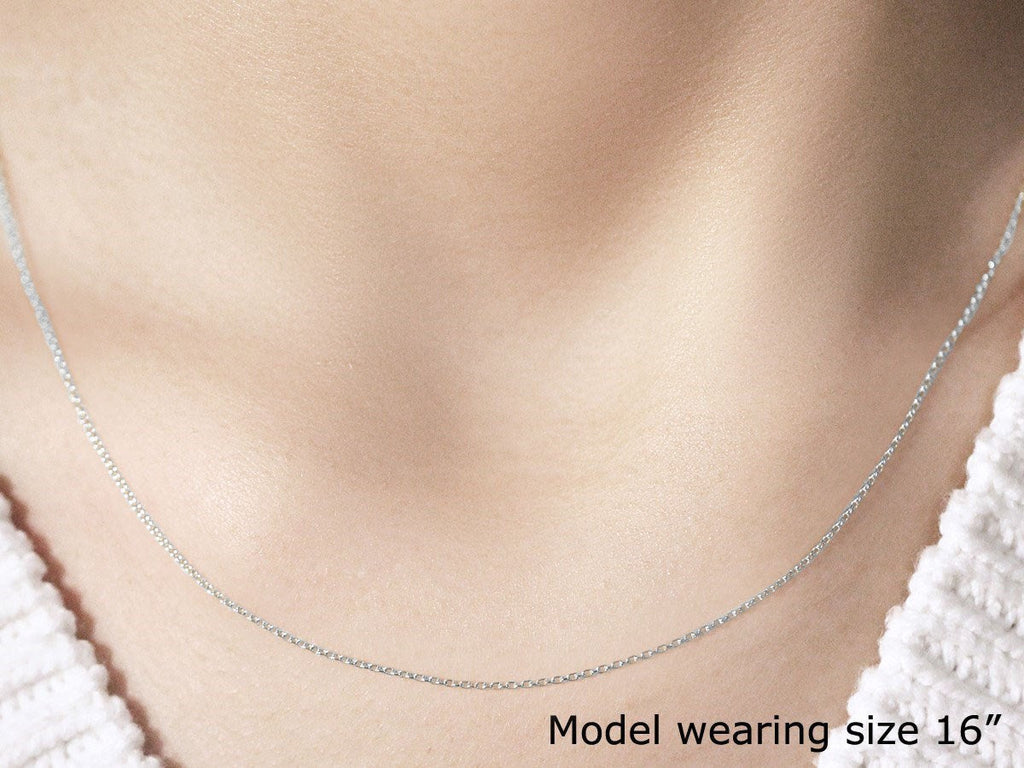 18k White Gold Round Cable Link Chain (0.97 mm)