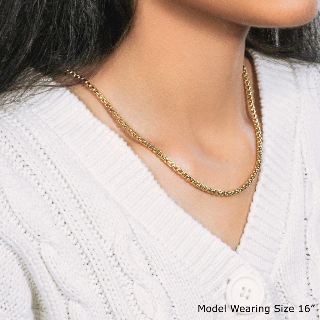 14k Yellow Gold Round Box Chain (3.4 mm)