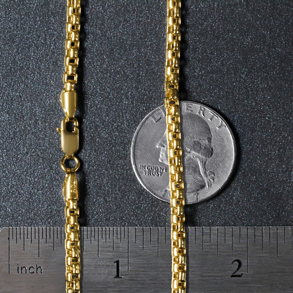 14k Yellow Gold Round Box Chain (3.4 mm)