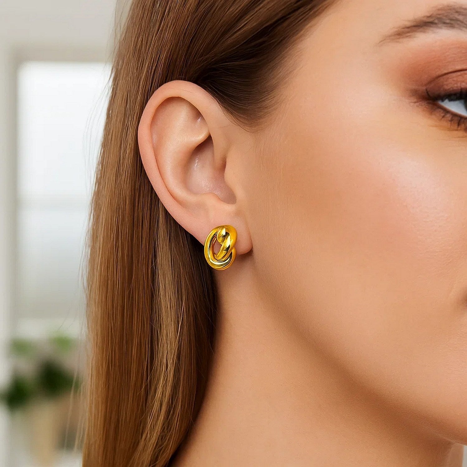 14k Yellow Gold Polished Knot Earrings