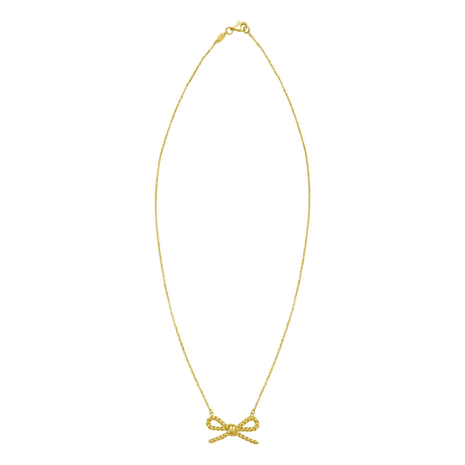 14K Yellow Gold Polished Twisted Rope Bow Necklace