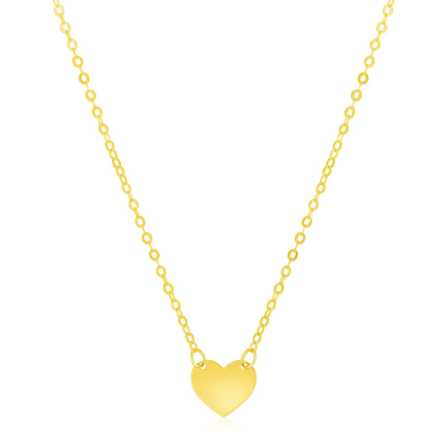 14k Yellow Gold Polished Mini Heart Necklace