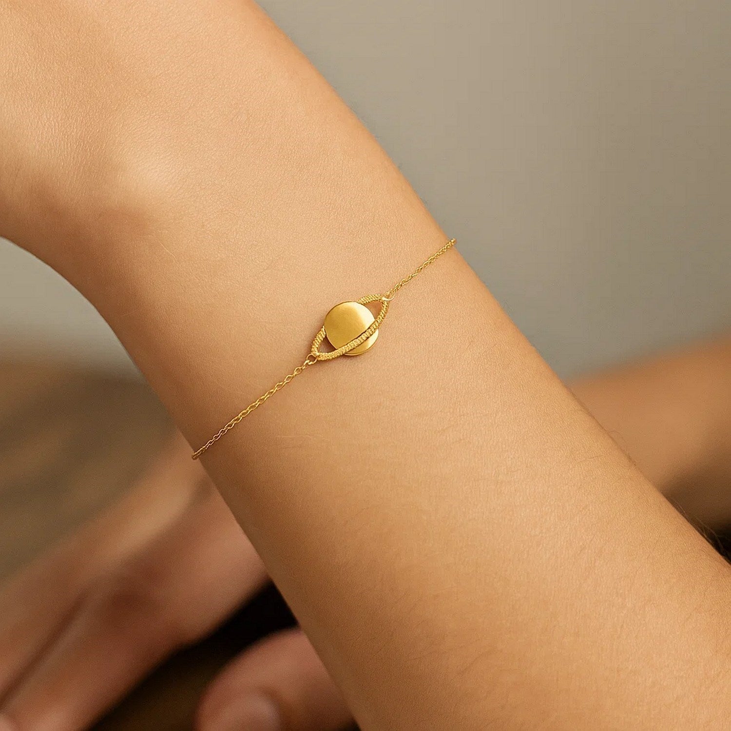 14K Yellow Gold Saturn Bracelet