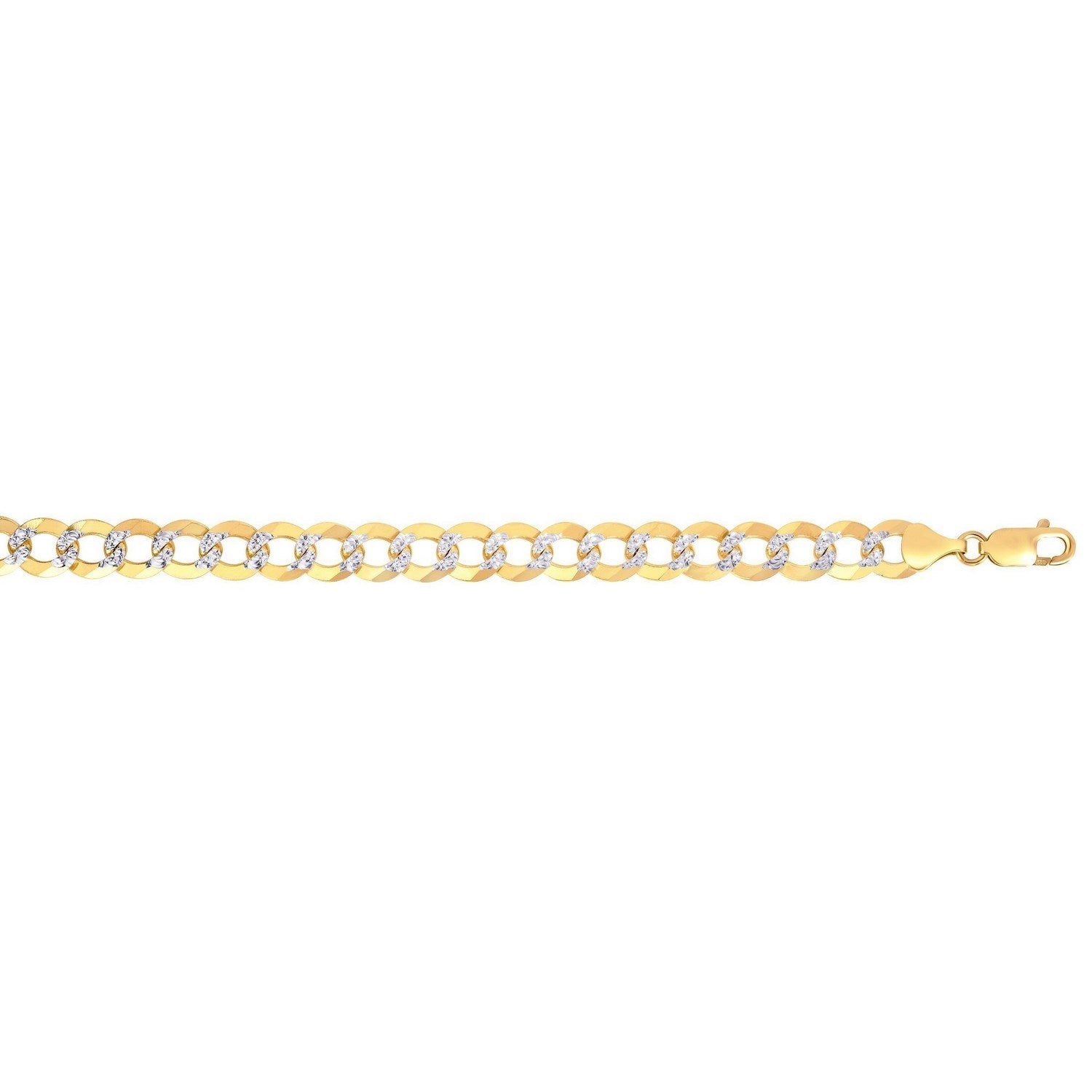 14k Two Tone Gold Pave Curb Bracelet (12.18 mm)