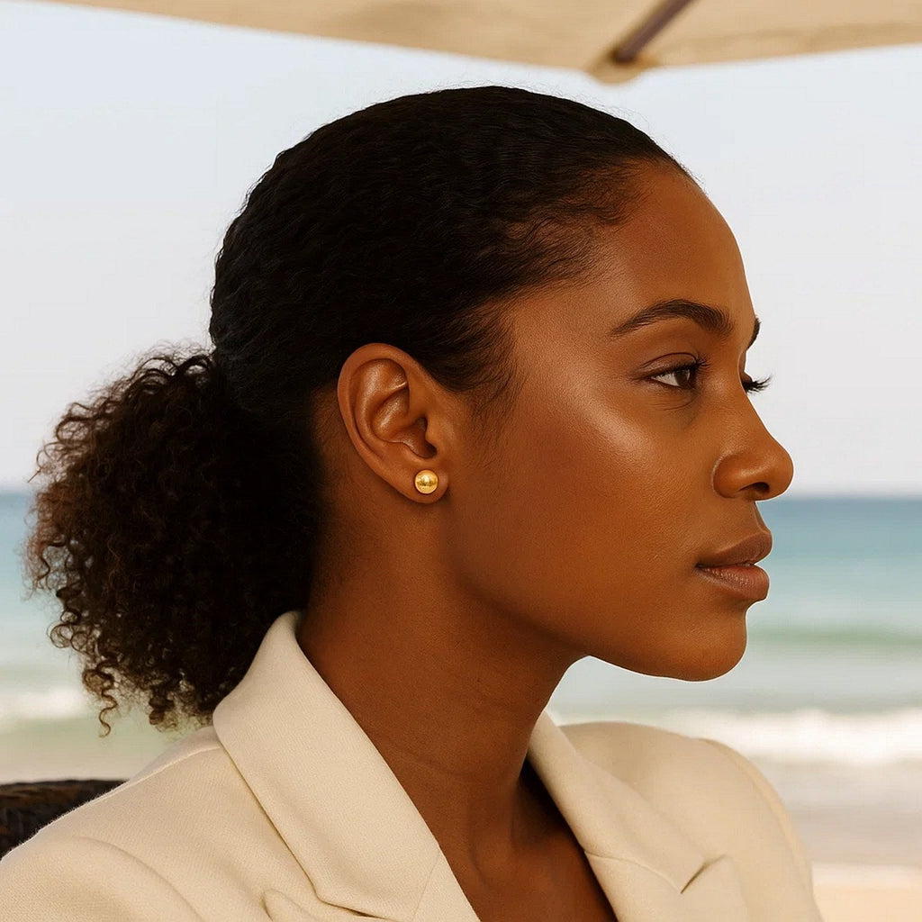 14k Yellow Gold Spherical Stud Earrings (8mm)