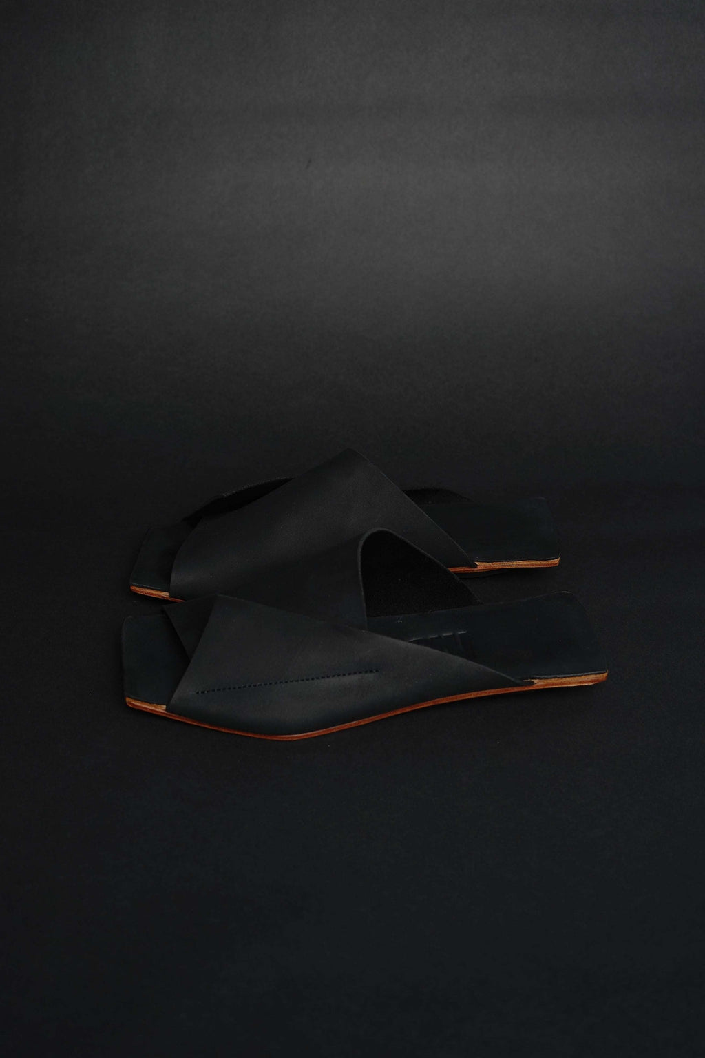 Amos Handcrafted Black Leather Slides