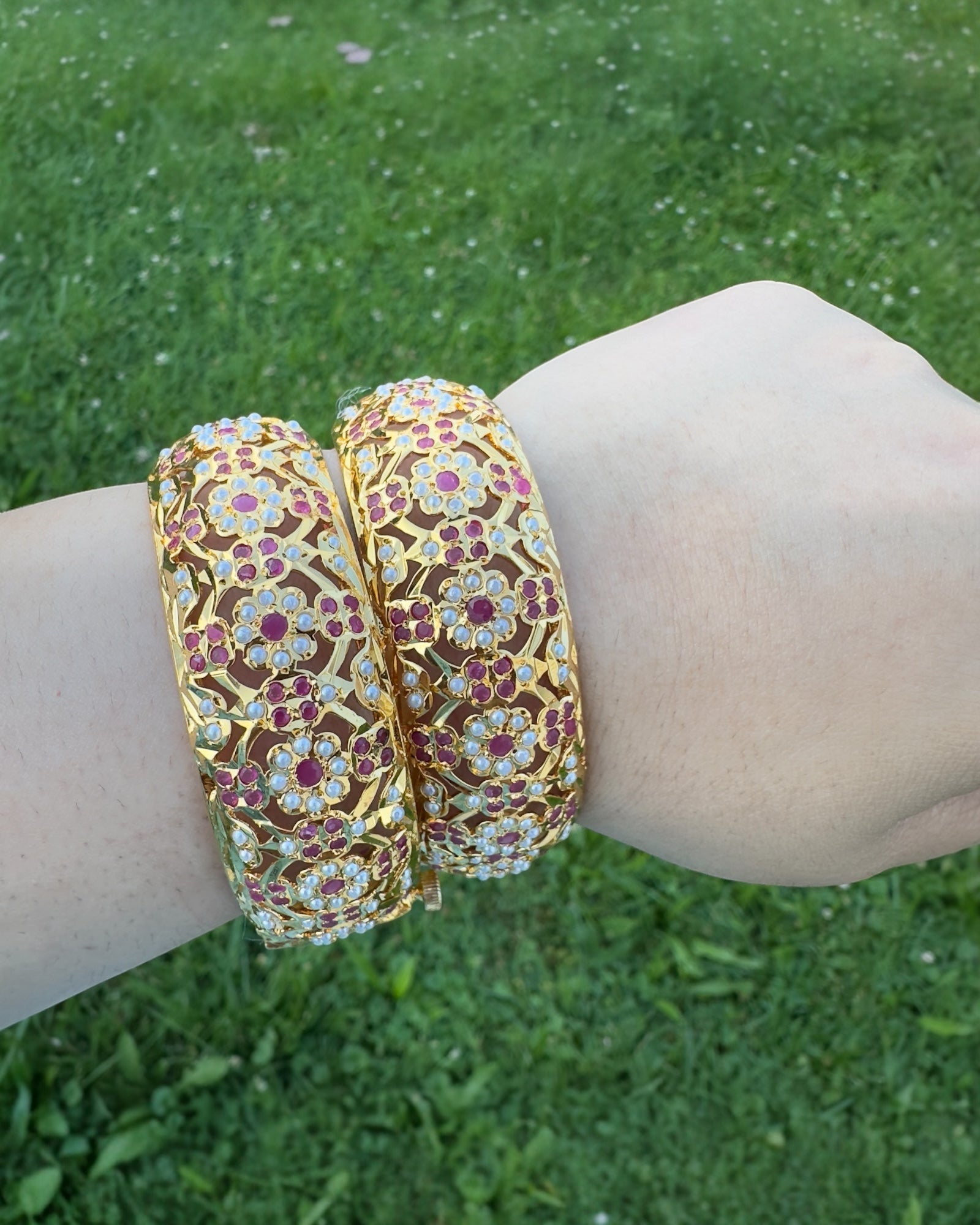 B8 Shibra bangles in ruby  one pair   ( READY TO SHIP  )