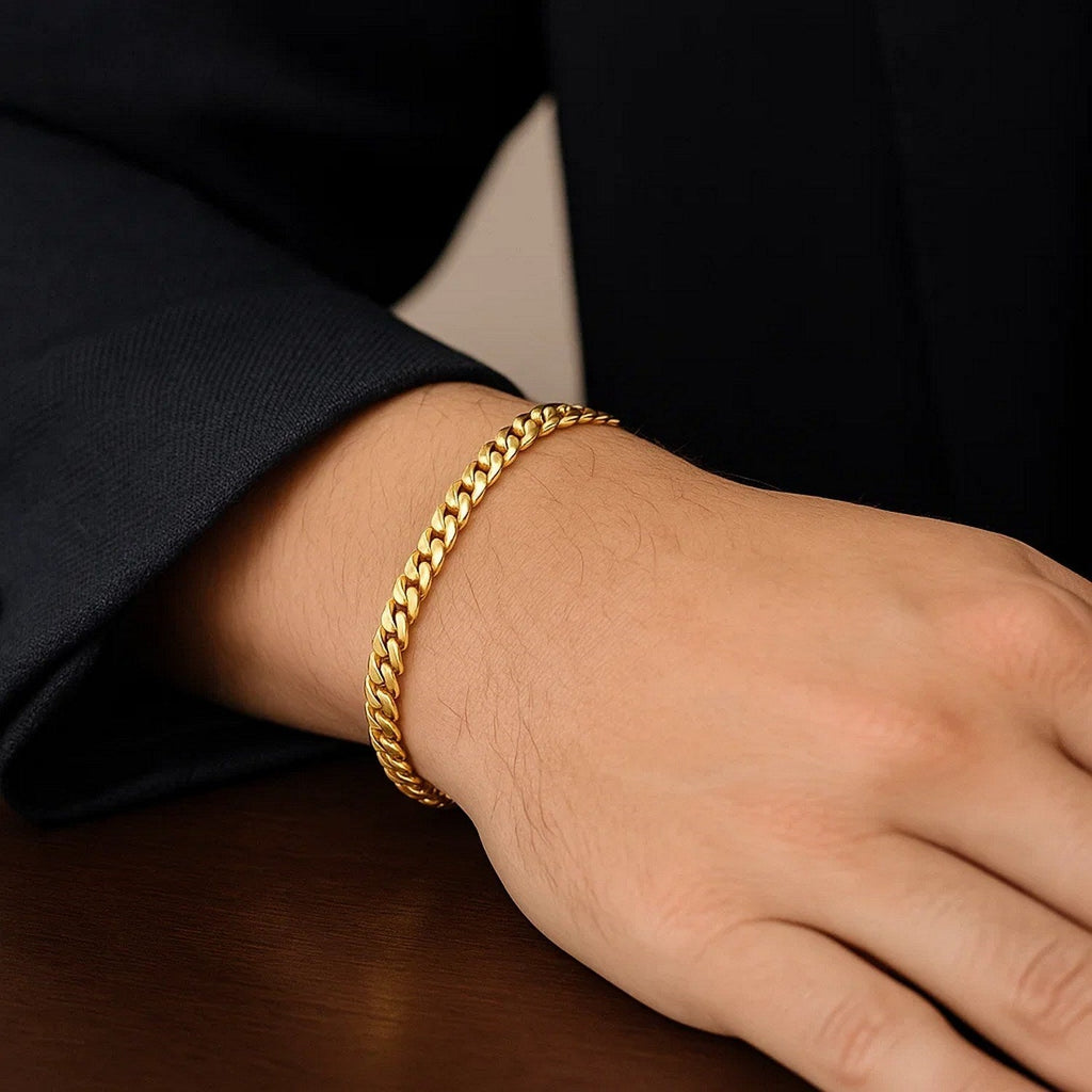 10k Yellow Gold Classic Miami Cuban Solid Bracelet (4.90 mm)