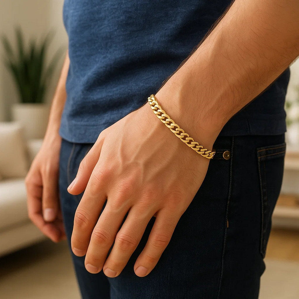 10k Yellow Gold Classic Miami Cuban Solid Bracelet (4.90 mm)