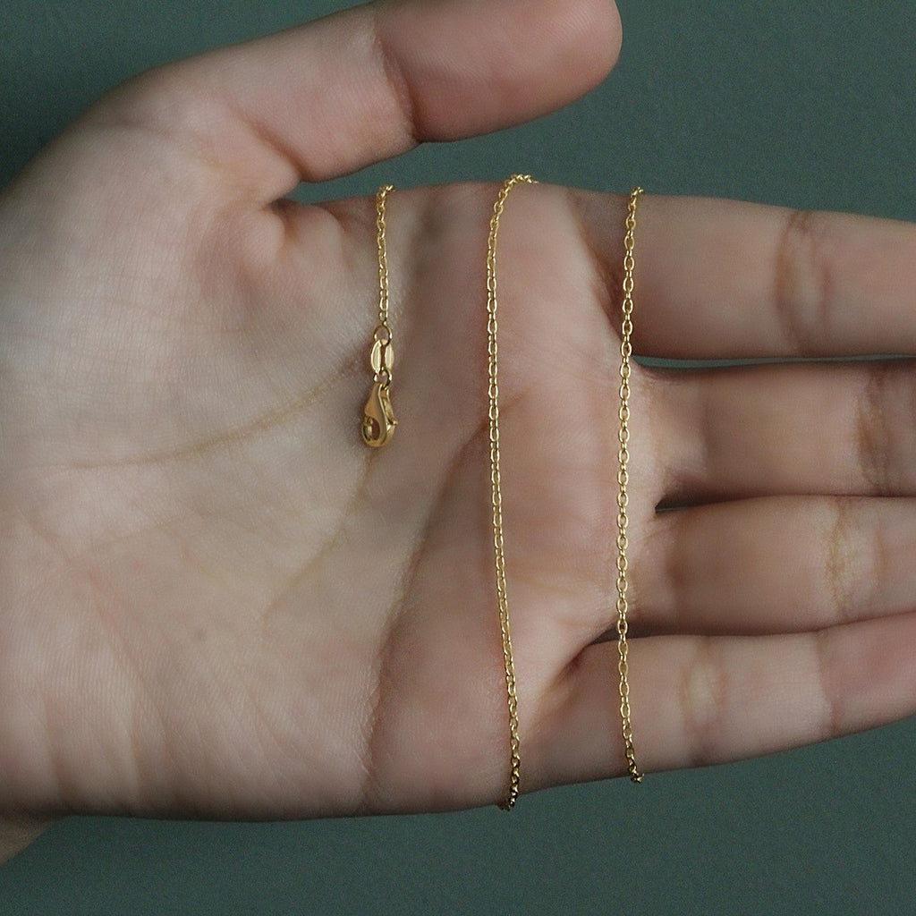 18k Yellow Gold Round Cable Link Chain (1.50 mm)