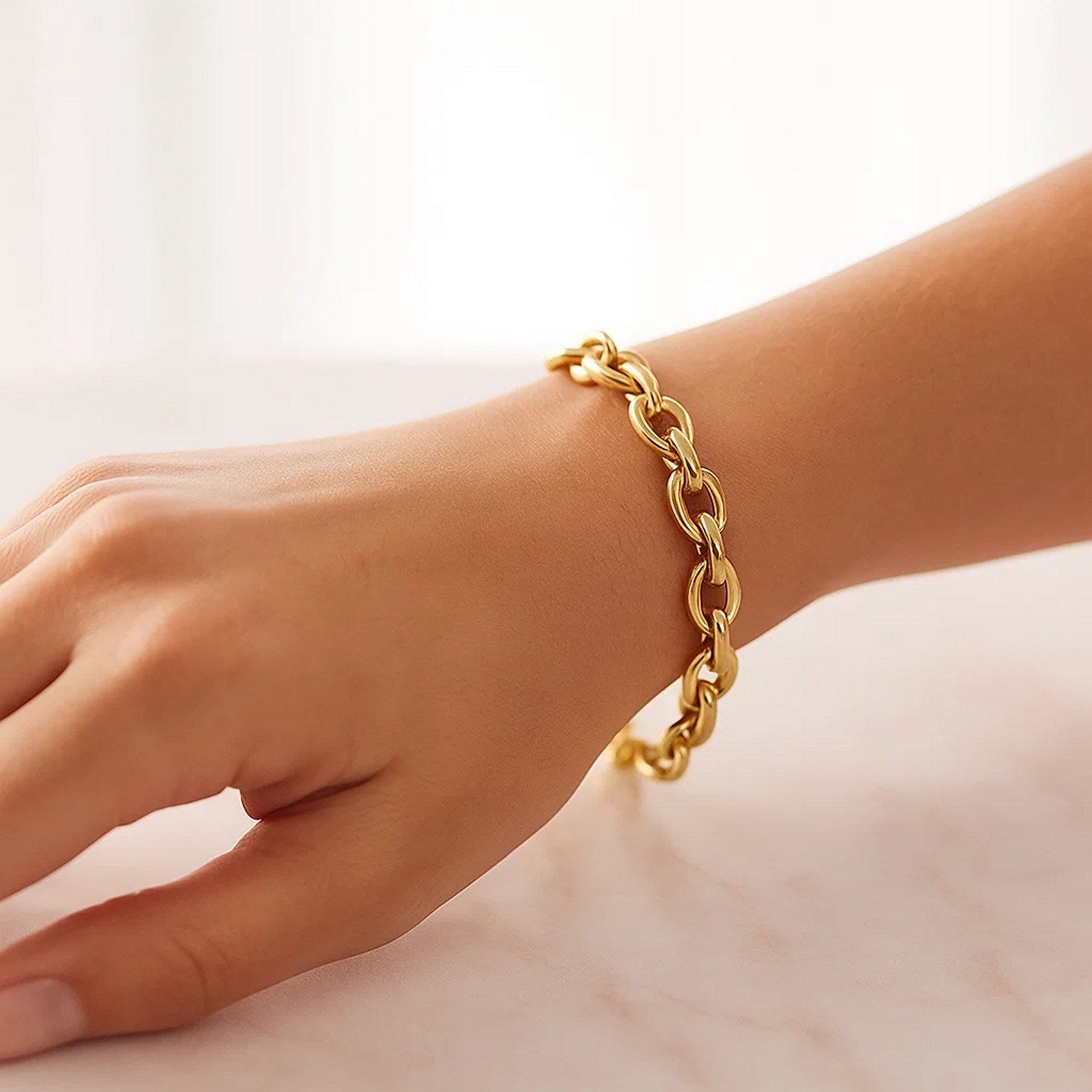 14k Yellow Gold Polished Oval Link Bracelet (6.20 mm)