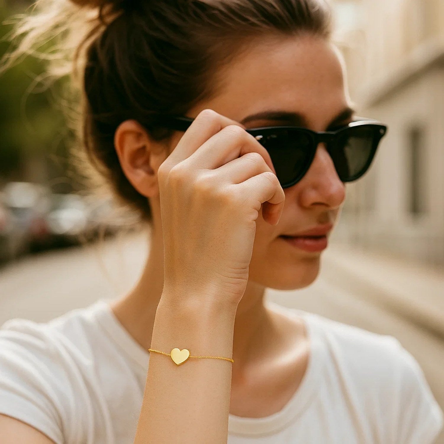 14k Yellow Gold Adjustable Heart Bracelet (0.90 mm)