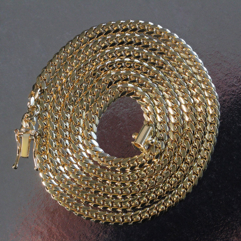 3.9mm 10k Yellow Gold Classic Miami Cuban Solid Chain