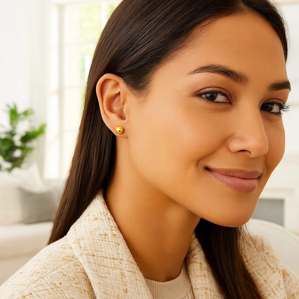 14k Yellow Gold Round Stud Earrings (6.0 mm)