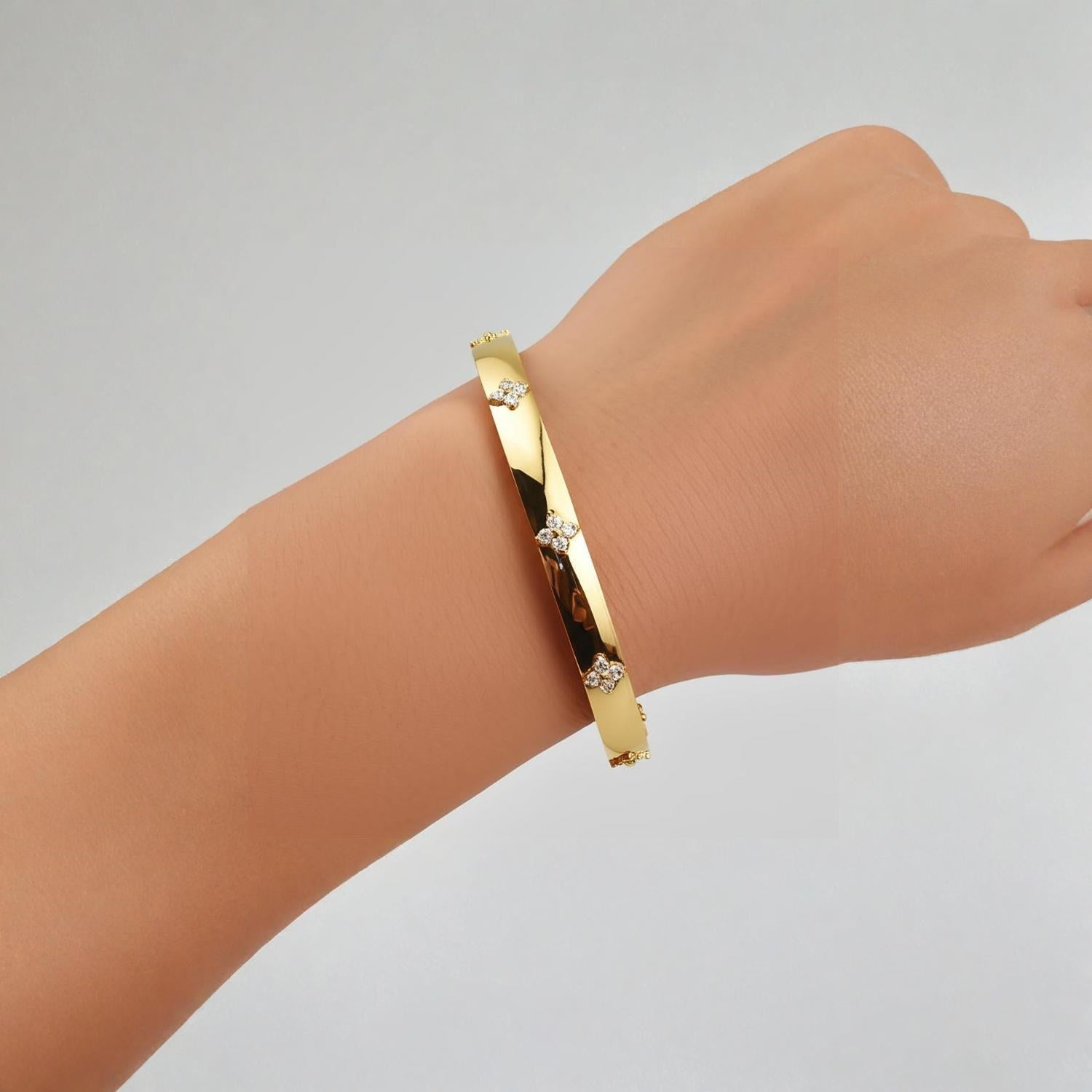 14k Yellow Gold Trilogy Diamond Bangle (5.40 mm)