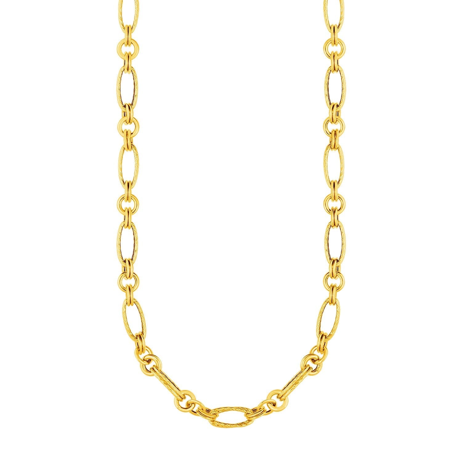 14k Yellow Gold Twisted and Polished Link Necklace