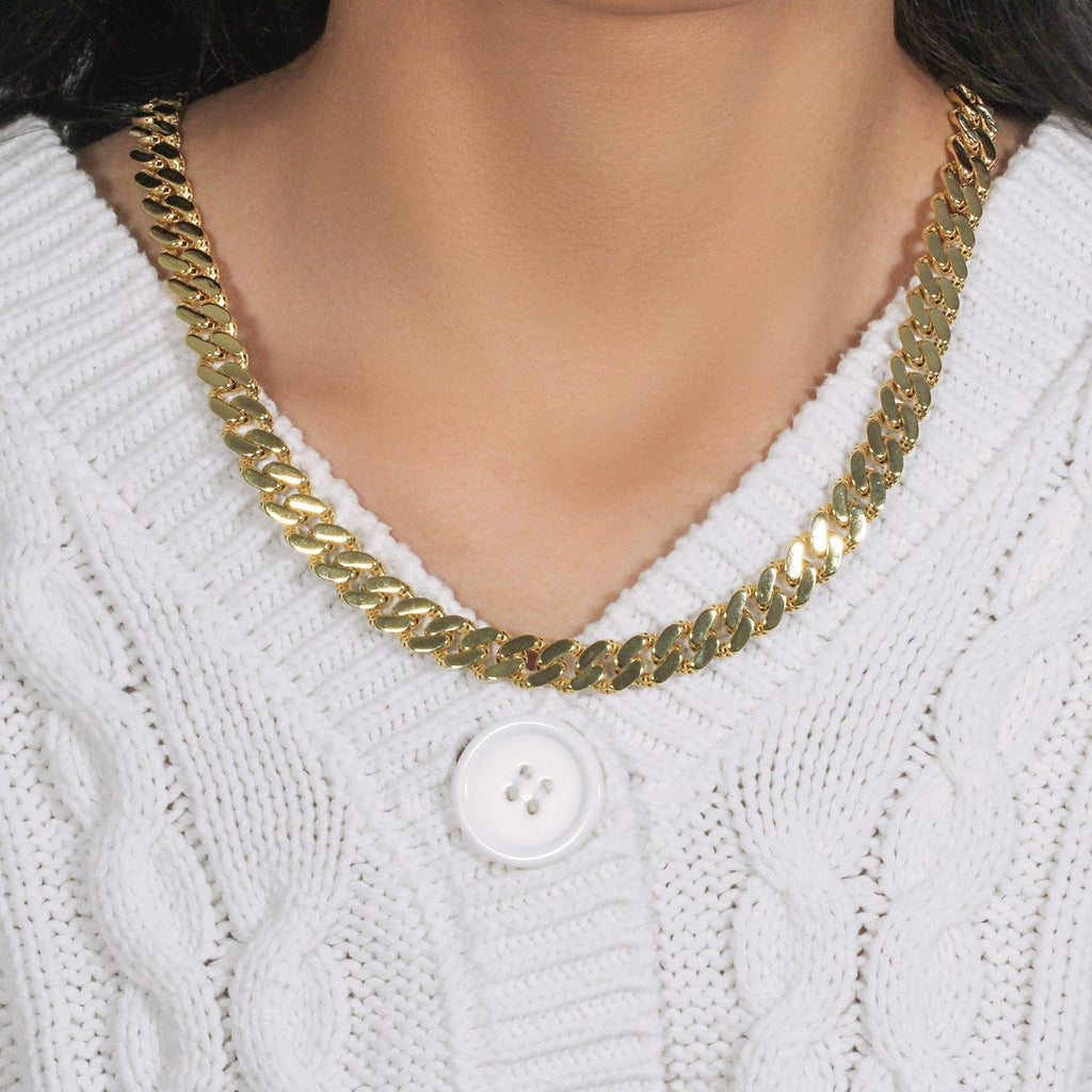 14k Two Tone Gold 8 1/4 inch Curb Chain Bracelet with White Pave (9.50 mm)