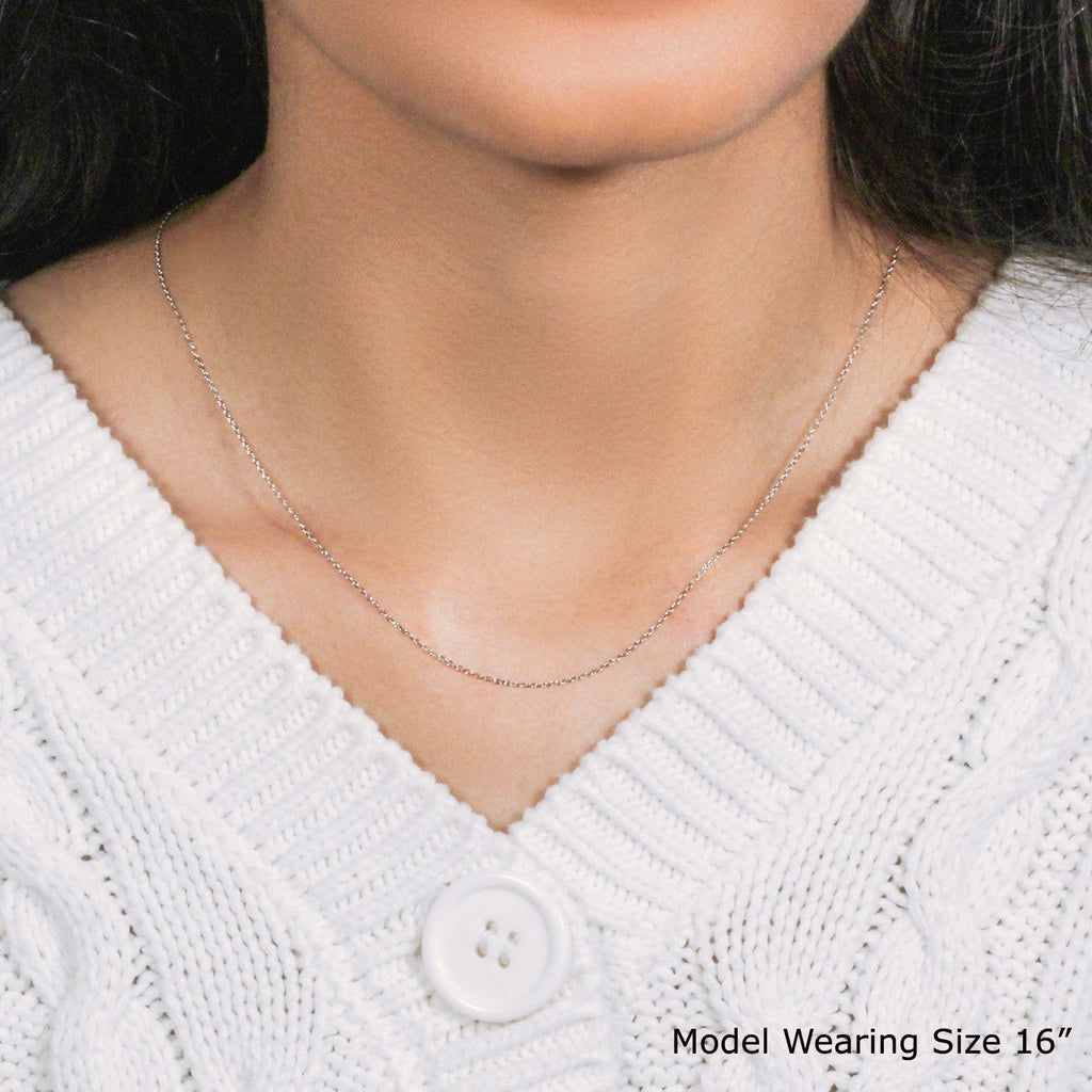 14k White Gold Diamond Cut Cable Link Chain (0.87 mm)