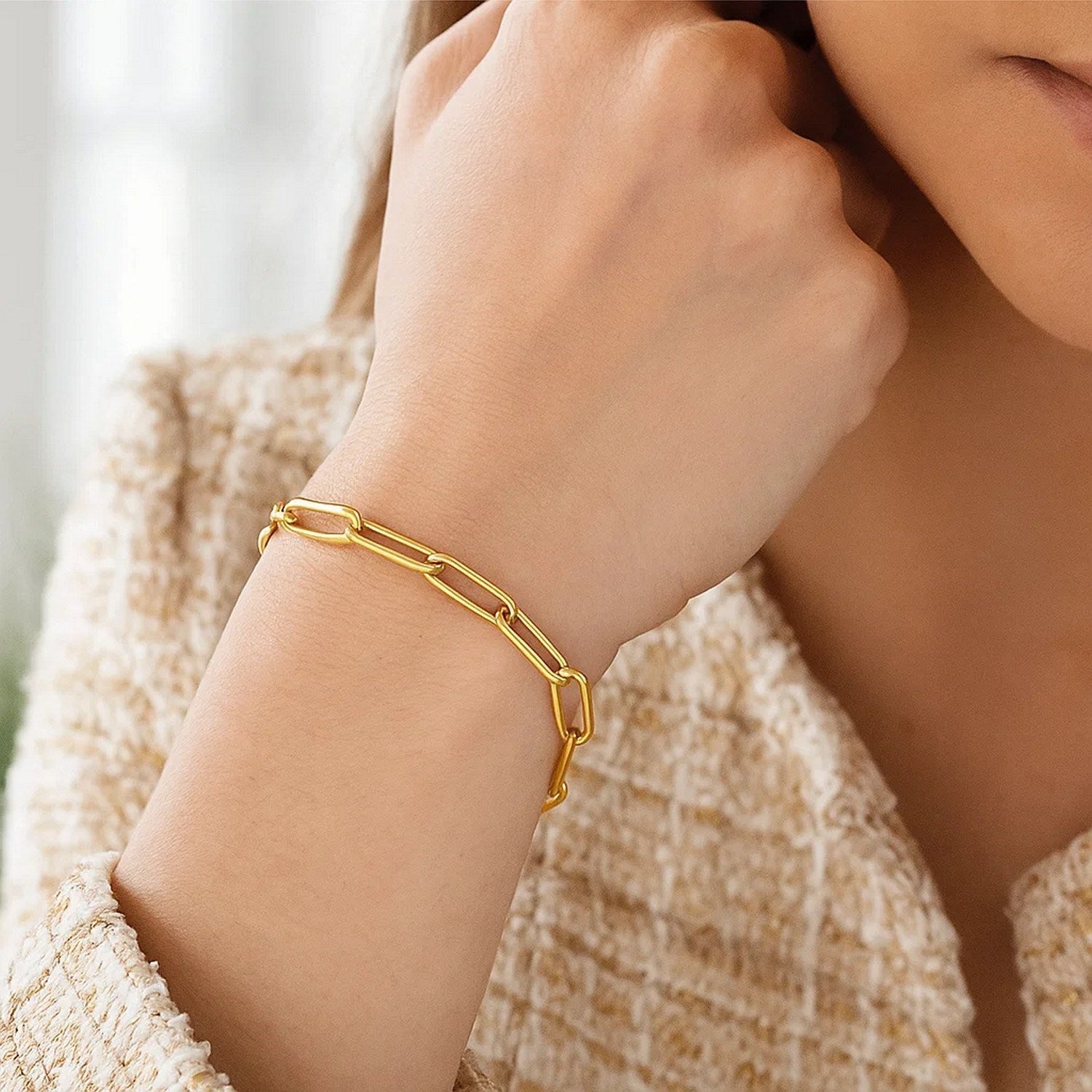 14K Yellow Gold Paperclip Bracelet  (4.00 mm)