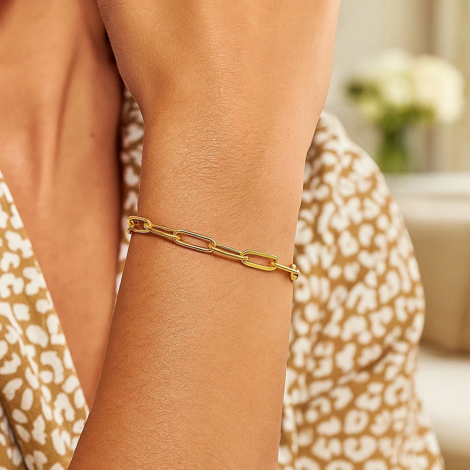 14K Yellow Gold Paperclip Bracelet  (4.00 mm)