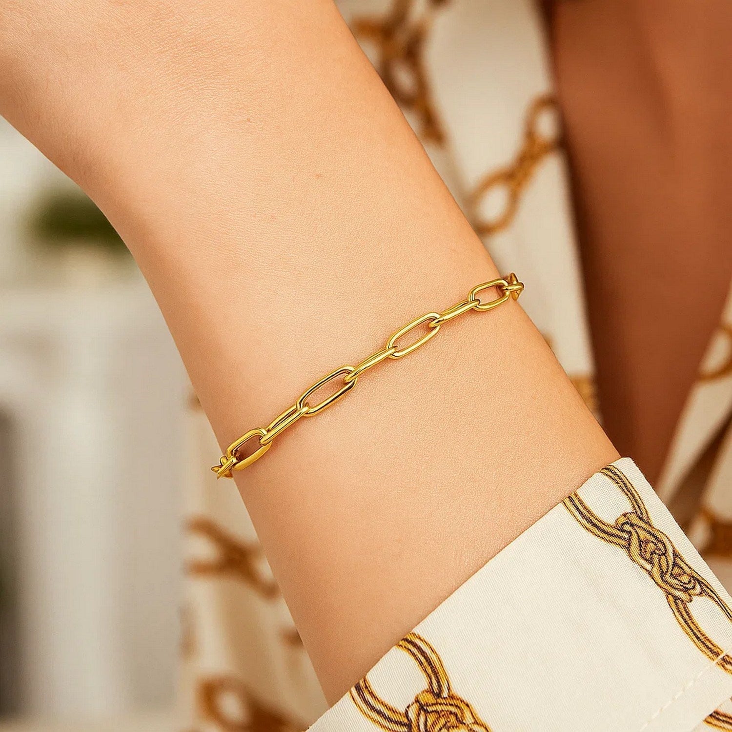 14K Yellow Gold Paperclip Bracelet  (4.00 mm)