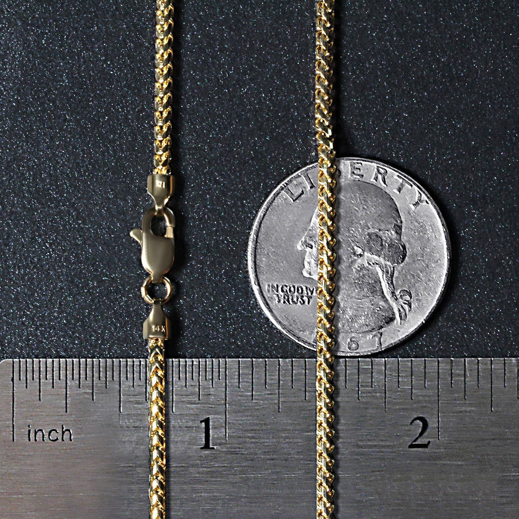 14k Yellow Solid Gold Diamond Cut Round Franco Chain (2.20 mm)