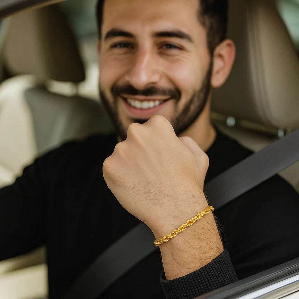 10k Yellow Gold Solid Diamond Cut Rope Bracelet (3.50 mm)