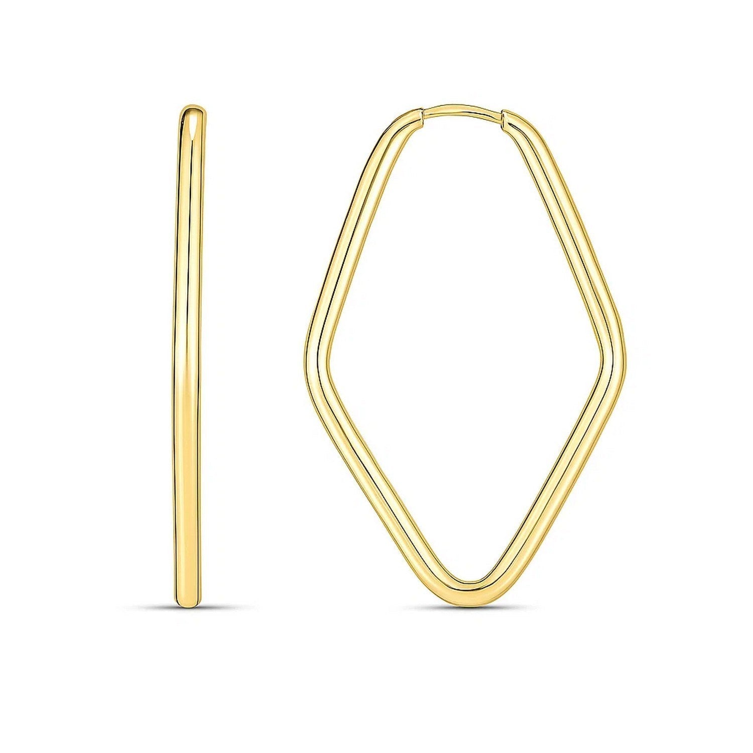14k Yellow Gold Endless Marquise Hoops