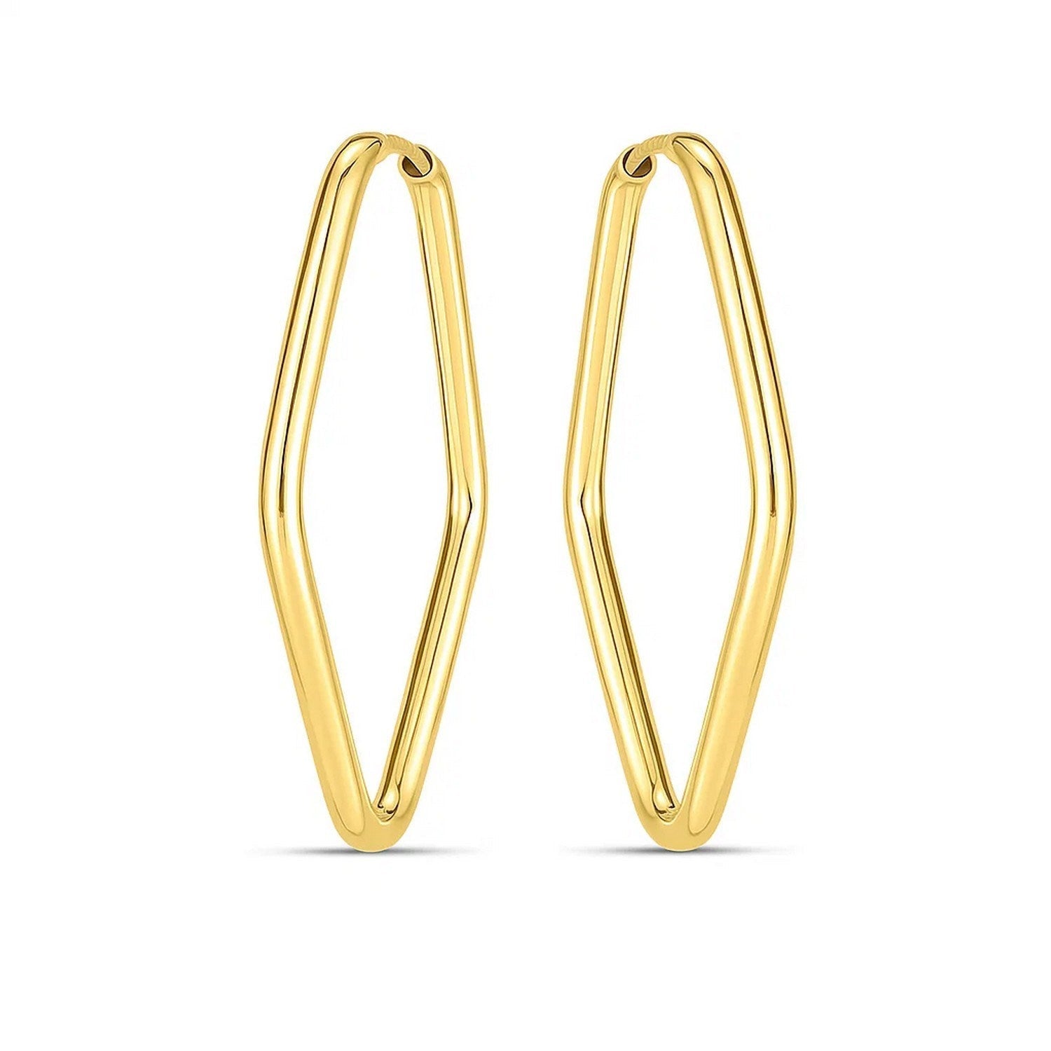14k Yellow Gold Endless Marquise Hoops